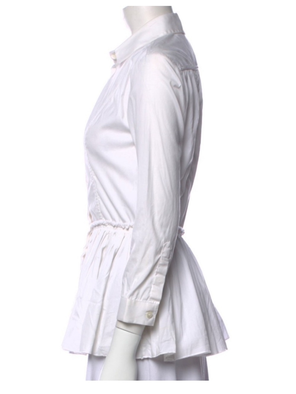 Burberry London cotton blend blouse w/gathered waist and ruffle hem, sz4, EUC - Picture 2 of 10